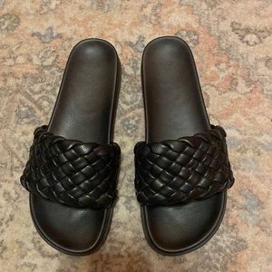 Black braided slides